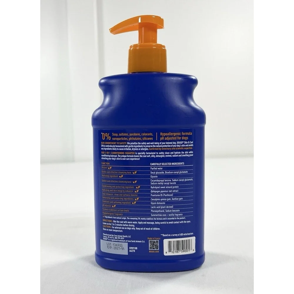 DOUXO Skin & Coat SPA Detangling 2 in 1 Conditioning Dog Shampoo 16oz New